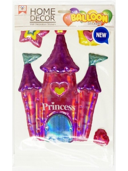 Наклейка объемная Замок принцессы  пластик упаковка 15 х 21 см