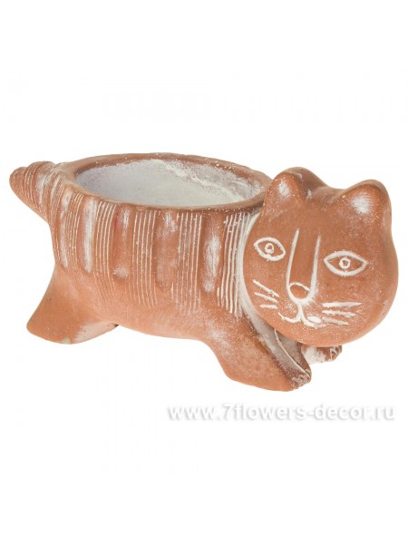 Кашпо Кот керамика 20,5 х 9,5 х 11 см цвет коричневый арт.SY005S147S