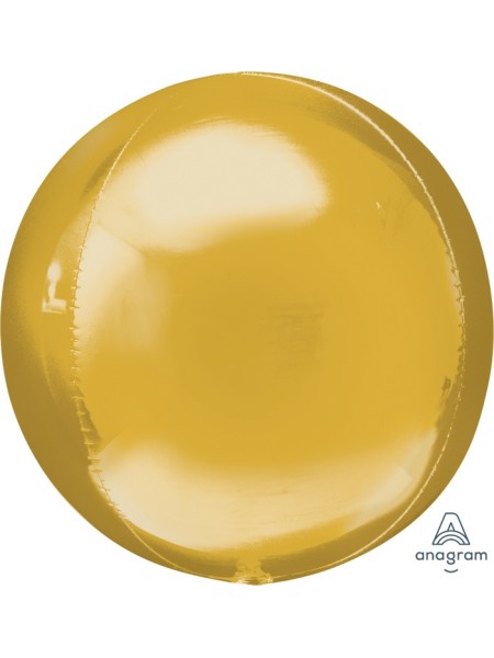 Фольга шар 3D Сфера б/рис 16"/40 см металлик Gold