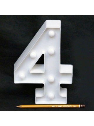 Фигура световая Цифра "4" 10,5 х 21,5 см цвет белый пластик  HS-18-1