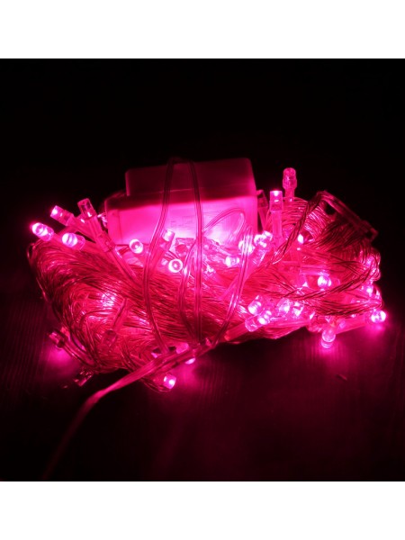 Электрогирлянда Бегущие огоньки 800 см 100 лампочек цвет розовый HS-9-7