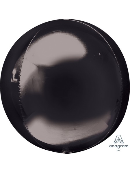 Фольга шар 3D Сфера б/рис 16"/40 см металлик Black