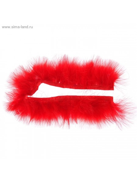 Лента перьев для декора размер 1 шт 50х6 см цвет Красный