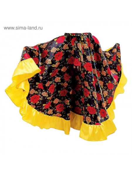 Цыганская юбка для девочки с желтой оборкой длина 75 см рост 134-140