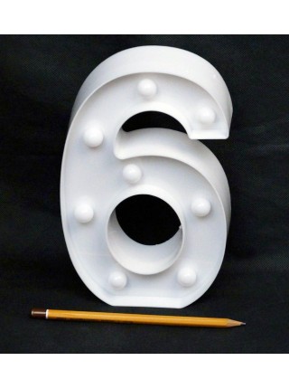 Фигура световая Цифра "6" 13,5 х 21,5 см цвет белый пластик  HS-18-1