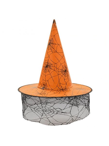 Шляпа ведьмы с вуалью d=18/39 см h=33 см HS-36-17