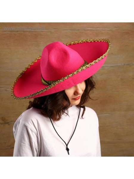 Шляпа карнавальная Сомбреро цвет розовый