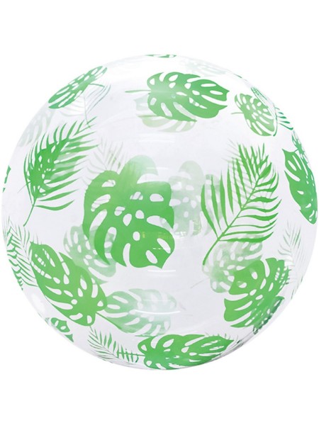 Шар сфера Bubble 20"/51 см Тропические листья прозрачный кристалл