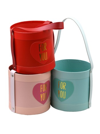 Коробка для цветов 14,5 х14,5 см с ручкой цвет микс HS13/16-6,13/16-7,13/16-8,