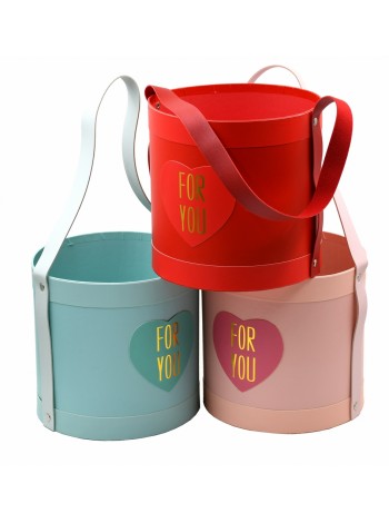 Коробка для цветов 17 х17 см с ручкой цвет микс HS13/16-6,13/16-7,13/16-8,