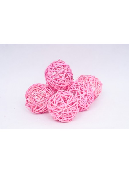 Шар плетеный ротанг D8 см набор 6 шт цвет Розовый