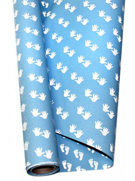 Бумага капелла 70 см х10 м 42/02-50 двусторонняя Ножки-ладошки на голубом