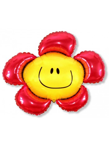 Фольга шар Цветочек солнечная улыбка красный  41"/104 см  1шт Испания