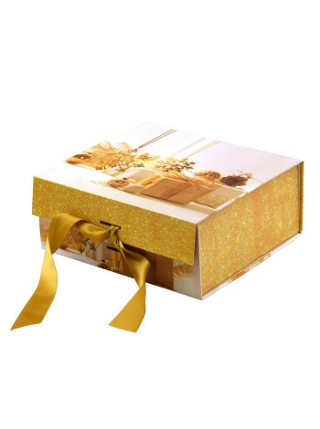 Коробка трансформер 19 х17 х7,5 см Новый год с бантом на магните HS-5-30