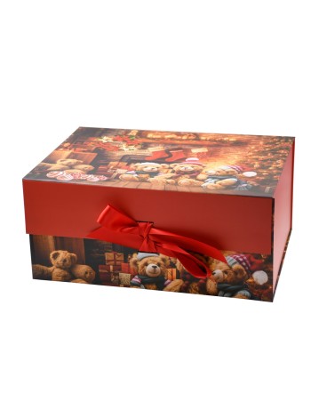Коробка трансформер 38,5 х28 х17 см Новый год с бантом на магните HS-5-35