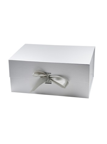 Коробка трансформер 38,5 х28 х17 см с бантом на магните цвет серебро HS-5-28