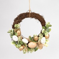 Венок с яйцами D23 см цвет золотой арт 24НВА0262