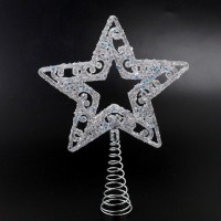 Верхушка на елку 20 х14 х3 см блеск пластик/металл цвет белый HS--25-32