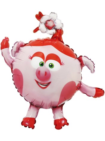 Фольга шар фигура мини Смешарики Нюша 17"/43 см с клапаном 5 шт в наборе