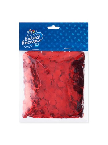 Конфетти 50 гр 1 см Круги красный металлик