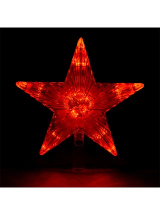 Звезда на елку 10 красных ламп LED 15 х 15 см, 3 м, зелен.провод, 220v