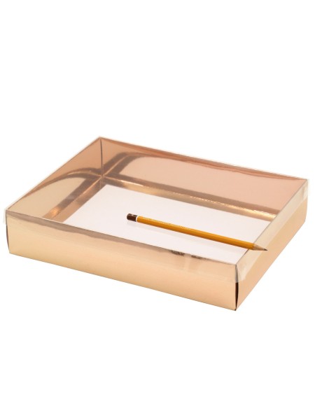 Коробка складная 22 х29 х6 см прозрачная крышка цвет розовое золото 2 части HS-19-33