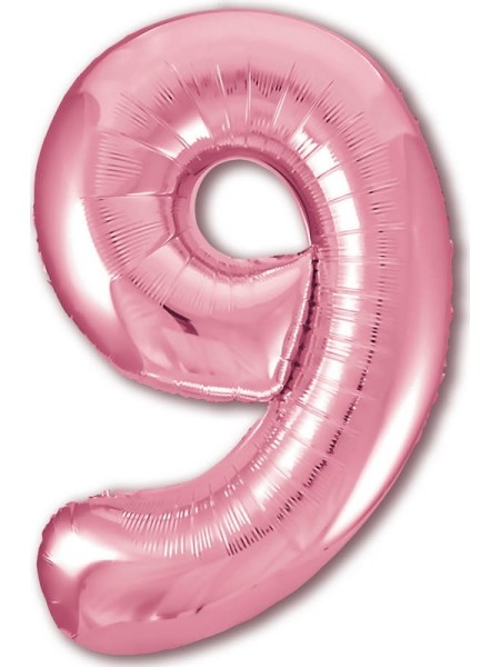 Фольга шар Цифра 9 розовый фламинго Slim 40"/100 см 1 шт Agura