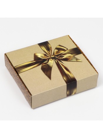 Коробка складная 20 х18 х5 см Бант цвет золотой