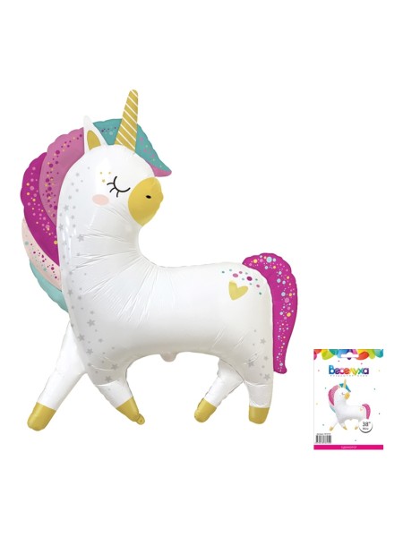 Фольга шар фигура Единорог 38"/96 см К38 ВЕСЕЛУХА, Китай