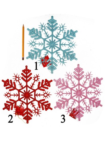 Снежинка 28 см блеск пластик цвет МИКС HS-6-22