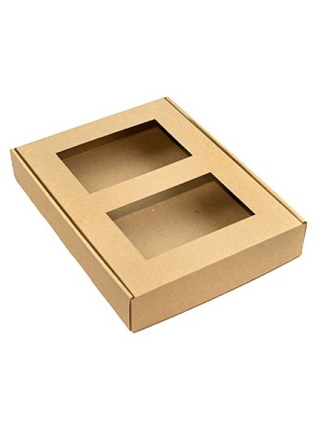 Коробка складная 25 х31 х5 см прямоугольник с окном микрогофра 144/93
