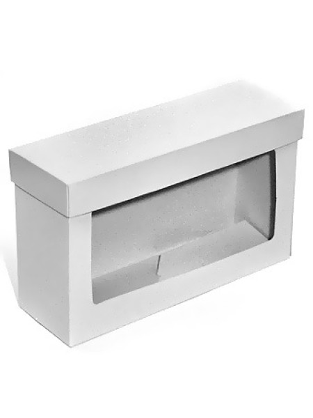 Коробка складная 25 х8,5 х15 см прямоугольник с окном микрогофра цвет белый141/00