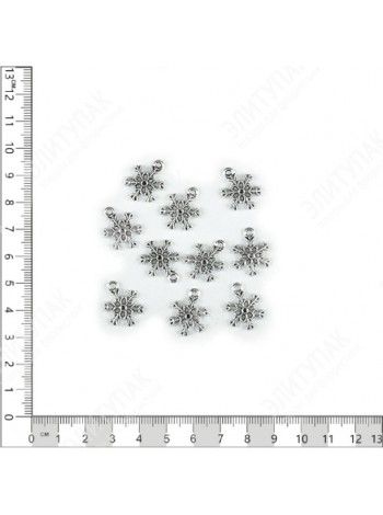 Декор Снежинка метель плоский металл серебряный набор 10 шт