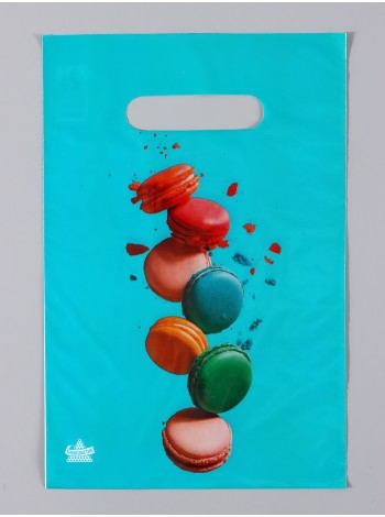 Пакет полиэтилен 20 х30 см 30 мкм 1/50 Печеньки Макарон с прорубной ручкой