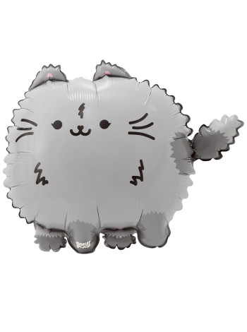 Фольга шар фигура ПушМяу Кошка серая 26"/67 см Китай