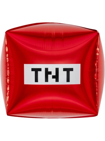 Фольга шар фигура Куб Пиксели TNT Красный 22"/56 см Китай
