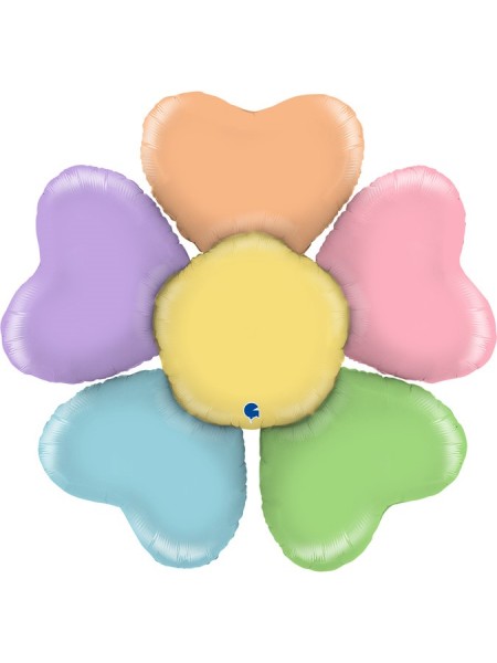 Фольга шар фигура Цветок Лепестки Сердечки Разноцветные 31"/79 см Grabo Италия
