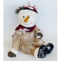 Снеговик сидящий в шапке и шарфике 25 х 25 х 32 см
