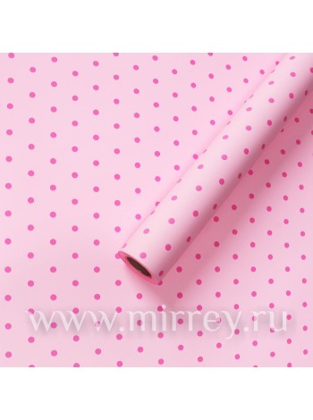 Пленка 58 х10 м цвет нежно-розовый Цветные горошины 65 мкр