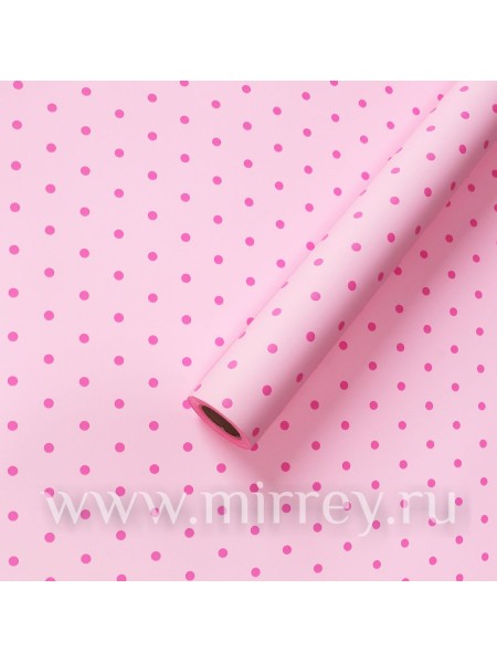 Пленка 58 х10 м цвет нежно-розовый Цветные горошины 65 мкр