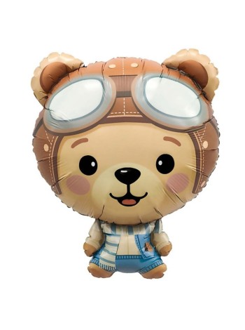 Фольга шар фигура Медведь пилот 29"/74 см AGURA