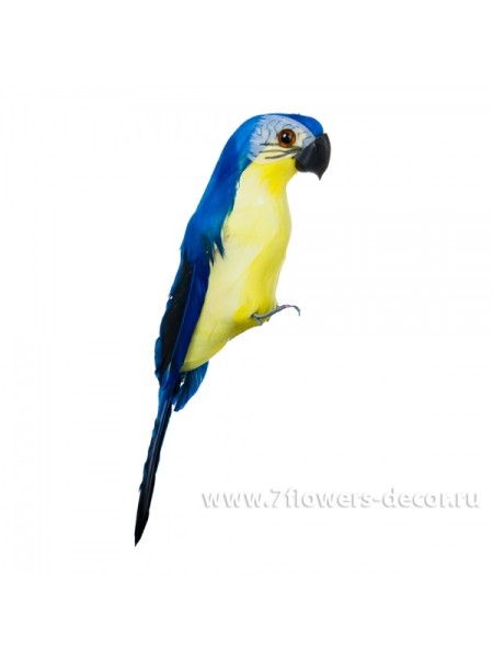 Попугай декоративный пена, перо 20 см цвет синий