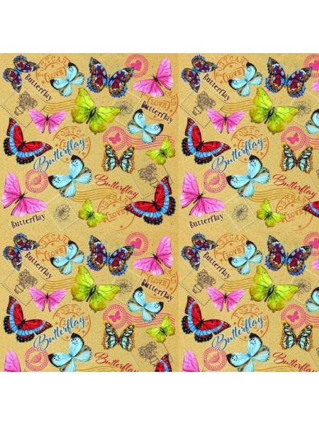 Бумага крафт 100 х70 см Тропические бабочки