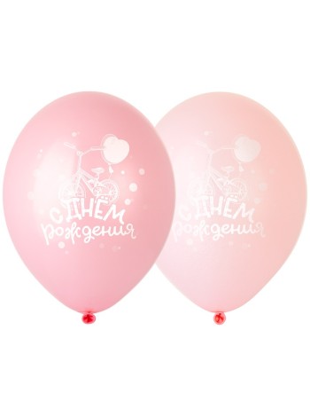 14"шар воздушный с рисунком Велосипед розовый С Днем рождения!