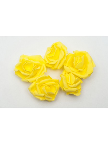 Роза 7 см фоамиран (20-25 шт в упаковке) желтая