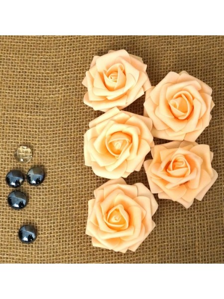 Роза 7 см фоамиран (20-25 шт в упаковке) персиковая