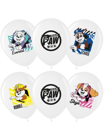 12"/30 см Щенячий патруль  белый пастель 2 ст 25 шт
