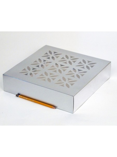 Коробка складная 30,5 х30,5 х7,5 см ажур цвет серебро  2 части  HS-11-6