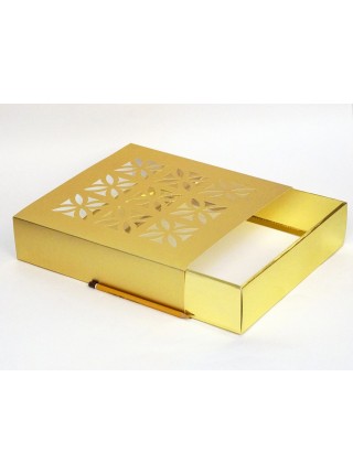 Коробка складная 30,5 х30,5 х7,5 см ажур цвет золото 2 части HS-11-6
