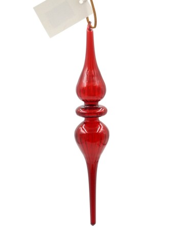 Сосулька стекло 25 см цвет красный HS-25-64